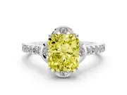 Radiant Cut Floral Petal Engagement Ring Setting for a Fancy Yellow Lab-Grown Diamond | Petal Accents | Platinum