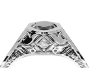 Marquise Vintage Bezel Engagement Ring Setting for a Black Center | Engraved Band | Sterling Silver