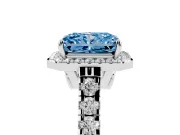 Radiant Cut Accented Halo Engagement Ring Setting for a Fancy Blue Lab-Grown Diamond | White Gold