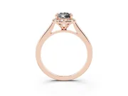 Pear-Shaped Halo Engagement Ring Setting for a Black Center | Plain Polished Band | Rose Gold