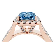 Radiant Cut Pavé Engagement Ring Setting for a Fancy Blue Lab-Grown Diamond | Wide Three-Row Band | Rose Gold