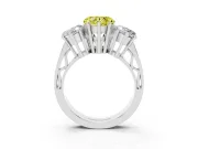 Heart-Shaped Three Stone Engagement Ring Setting for a Fancy Yellow Lab-Grown Diamond | Beaded Shoulders | Platinum