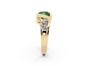 Fancy Green Princess Cut Diamond Bezel Bypass Ring Set in Yellow gold with Round Accents