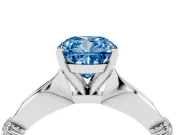 Fancy Blue Cushion Cut Diamond Solitaire Twisted Band Ring Set in Platinum with Accent Stones and Prong Setting