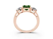 Asscher Cut Three Stone Engagement Ring Setting for a Fancy Green Lab-Grown Diamond | Wide Plain Band | Rose Gold
