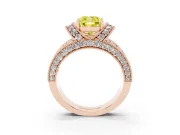 Cushion Cut Vintage Pave Engagement Ring Setting for a Fancy Yellow Lab-Grown Diamond | Milgrain Edges | Rose Gold