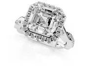 Asscher Cut Halo Engagement Ring Setting | Pavé Twist Band | Platinum