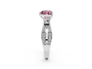Heart-Shaped Three-Stone Twist Engagement Ring Setting for a Fancy Pink Lab-Grown Diamond | Sterling Silver