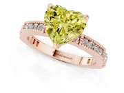 Heart-Shaped Vintage Pavé Engagement Ring Setting for a Fancy Yellow Lab-Grown Diamond | Rose Gold