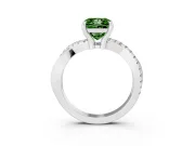 Fancy Green Princess Cut Diamond Twist Band Solitaire Set in Platinum with Pavé Accents and Prong Setting