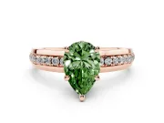Pear-Shaped Channel Set Engagement Ring Setting for a Fancy Green Lab-Grown Diamond | Rope Collar | Rose Gold