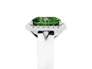 Fancy Green Radiant Cut Diamond Halo Ring Set in Silver with Cathedral Band and Prong Setting