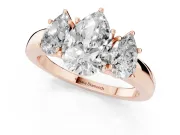 Pear-Shaped Three Stone Engagement Ring Setting | Matching Side Stones | Rose Gold