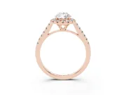 Pear-Shaped Raised Halo Engagement Ring Setting | Pave Band | Rose Gold