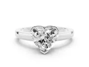 Heart Cut Diamond Solitaire Ring Set in Platinum with Prong Head and Smooth Polished Band