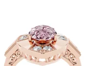 Marquise Milgrain Sectioned Halo Engagement Ring Setting for a Fancy Pink Lab-Grown Diamond | Rose Gold