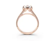 Marquise Cut Diamond Pavé Split Shank Solitaire Ring Set in Rose gold with Prong Setting
