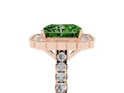Radiant Cut Milgrain Floral Halo Engagement Ring Setting for a Fancy Green Lab-Grown Diamond | Pavé Band | Rose Gold