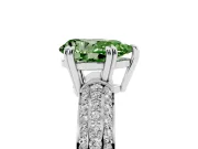 Pear-Shaped Three Row Pave Engagement Ring Setting for a Fancy Green Lab-Grown Diamond | Double Claws | Sterling Silver