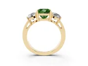 Princess Cut Three Stone Engagement Ring Setting for a Fancy Green Lab-Grown Diamond | Wide Plain Band | Yellow Gold