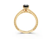 Emerald Cut Engraved Solitaire Engagement Ring Setting for a Black Center | Yellow Gold
