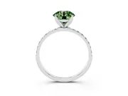 Round Pave Engagement Ring Setting for a Fancy Green Lab-Grown Diamond | Slim Band | Platinum