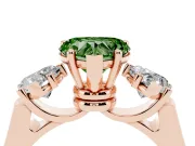 Heart-Shaped Three Stone Engagement Ring Setting for a Fancy Green Lab-Grown Diamond | Plain Squared Band | Rose Gold