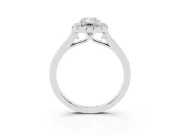 Emerald Cut Halo Engagement Ring Setting | Flat Tapered Band | Sterling Silver