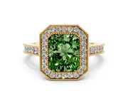 Radiant Cut Vintage Milgrain Halo Engagement Ring Setting for a Fancy Green Lab-Grown Diamond | Bezel Head | Yellow Gold