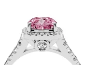 Cushion Cut Halo Engagement Ring Setting for a Fancy Pink Lab-Grown Diamond | Shared Prong Shoulders | Sterling Silver
