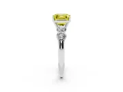 Fancy Yellow Asscher Cut Diamond Five-Stone Prong Set Ring Set in White gold with Classic Band