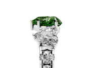 Fancy Green Heart Cut Diamond Three-Stone Ring Set in Silver with Pavé Band