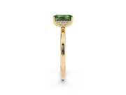 Emerald Cut Hidden Halo Engagement Ring Setting for a Fancy Green Lab-Grown Diamond | Plain Band | Yellow Gold