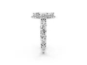 Marquise Filigree Leaf Halo Engagement Ring Setting | Bezel Leaf Accents | White Gold