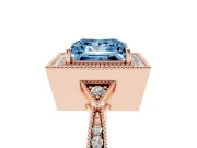 Princess Cut Milgrain Halo Engagement Ring Setting for a Fancy Blue Lab-Grown Diamond | Graduated Pavé | Rose Gold