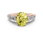 Oval Graduated Side Stone Engagement Ring Setting for a Fancy Yellow Lab-Grown Diamond | Flat Top Band | Rose Gold
