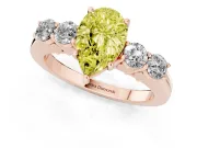 Pear-Shaped 5 Stone Engagement Ring Setting for a Fancy Yellow Lab-Grown Diamond | Rose Gold