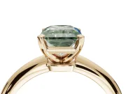 Radiant Cut Solitaire Engagement Ring Setting for a Fancy Green Lab-Grown Diamond | Tapered Plain Band | Yellow Gold