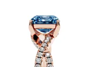 Asscher Cut Twisted Pave Engagement Ring Setting for a Fancy Blue Lab-Grown Diamond | Split Shank | Rose Gold