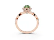 Marquise Milgrain Halo Engagement Ring Setting for a Fancy Green Lab-Grown Diamond | Graduated Shoulders | Rose Gold