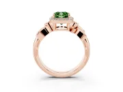 Cushion Cut Floral Halo Engagement Ring Setting for a Fancy Green Lab-Grown Diamond | Rose Gold