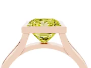 Fancy Yellow Bezel Set Princess Cut Diamond Solitaire Ring Set in Rose gold with Tapered Band