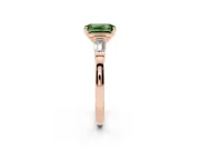 Emerald Cut Three-Stone Engagement Ring Setting for a Fancy Green Lab-Grown Diamond | Tapered Baguettes | Rose Gold