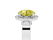 Round Halo Engagement Ring Setting for a Fancy Yellow Lab-Grown Diamond | Pavé Panel Shoulders | Sterling Silver