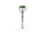 Round Milgrain Halo Engagement Ring Setting for a Fancy Green Lab-Grown Diamond | Side Stones | Platinum