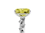 Fancy Yellow Radiant Cut Diamond Cluster Solitaire Ring Set in Silver with Prong Setting