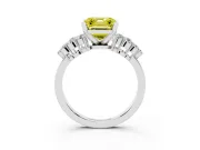 Fancy Yellow Asscher Cut Diamond Cluster Engagement Ring Set in Silver with Pavé Band and Prong Setting