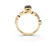 Emerald Cut Twisted Vine Engagement Ring Setting for a Black Center | Marquise Leaves | Yellow Gold
