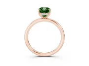 Fancy Green Cushion Cut Diamond Solitaire Ring Set in Rose gold with Thin Band and Prong Setting