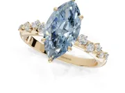Marquise Graduated Solitaire Engagement Ring Setting for a Fancy Blue Lab-Grown Diamond | Yellow Gold